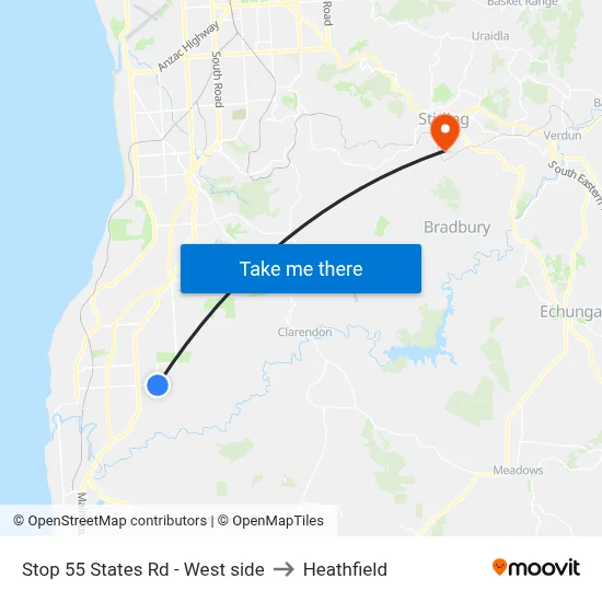 Stop 55 States Rd - West side to Heathfield map