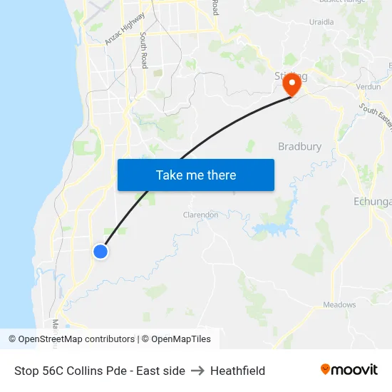 Stop 56C Collins Pde - East side to Heathfield map