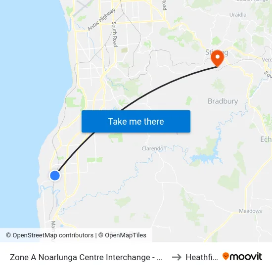 Zone A Noarlunga Centre Interchange - West side to Heathfield map