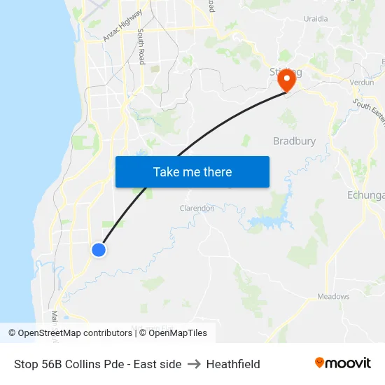 Stop 56B Collins Pde - East side to Heathfield map