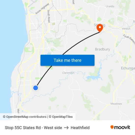 Stop 55C States Rd - West side to Heathfield map