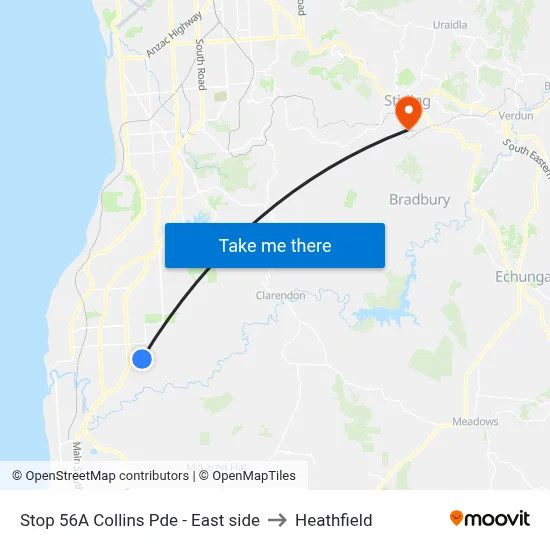 Stop 56A Collins Pde - East side to Heathfield map