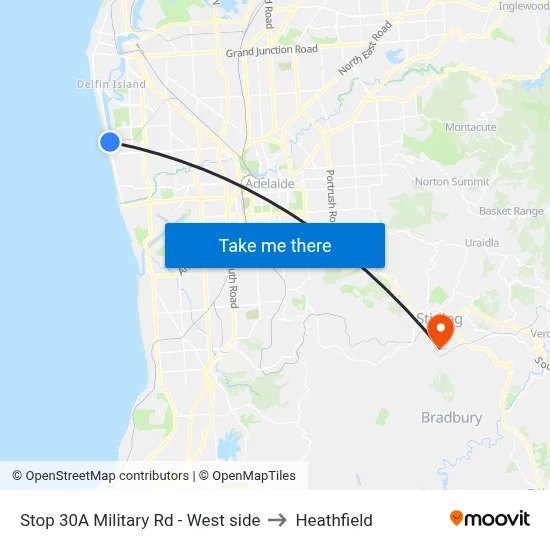 Stop 30A Military Rd - West side to Heathfield map