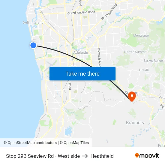 Stop 29B Seaview Rd - West side to Heathfield map
