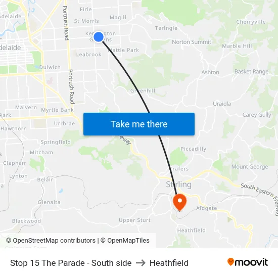 Stop 15 The Parade - South side to Heathfield map