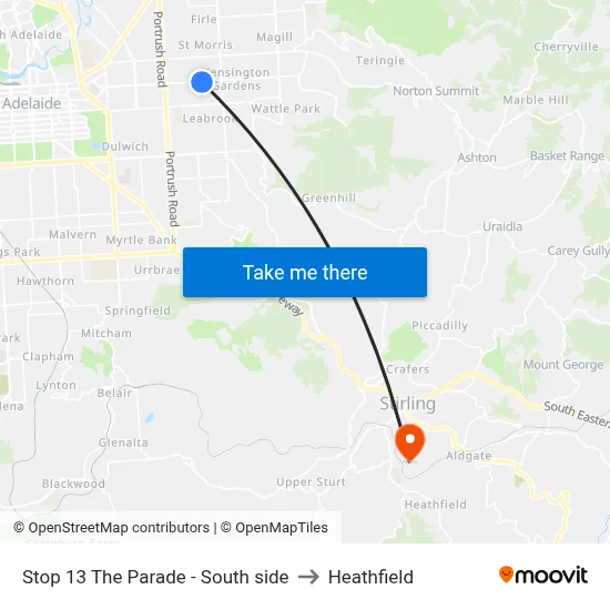 Stop 13 The Parade - South side to Heathfield map