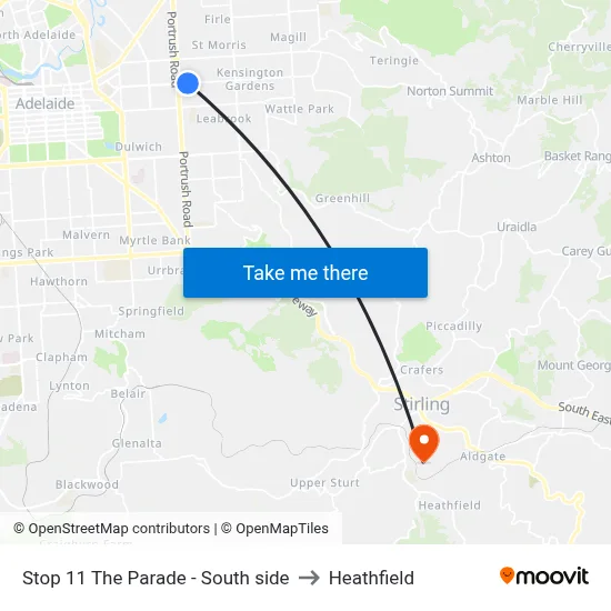 Stop 11 The Parade - South side to Heathfield map