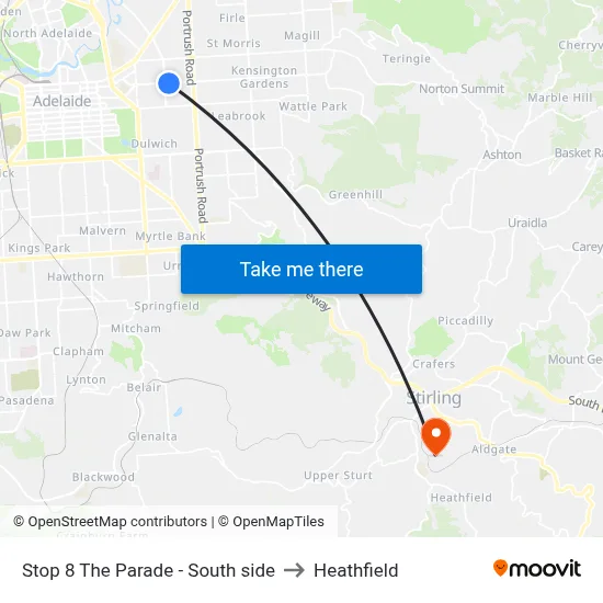 Stop 8 The Parade - South side to Heathfield map