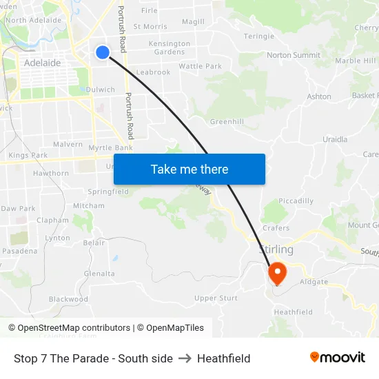 Stop 7 The Parade - South side to Heathfield map
