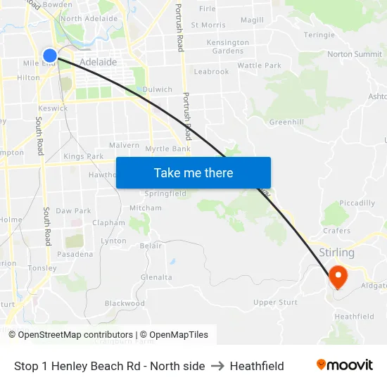 Stop 1 Henley Beach Rd - North side to Heathfield map