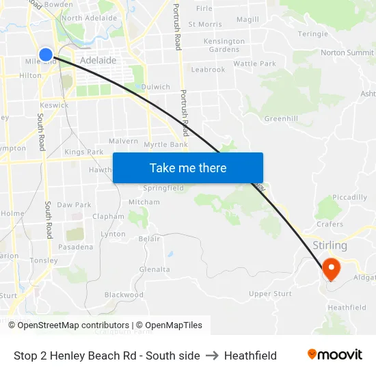 Stop 2 Henley Beach Rd - South side to Heathfield map