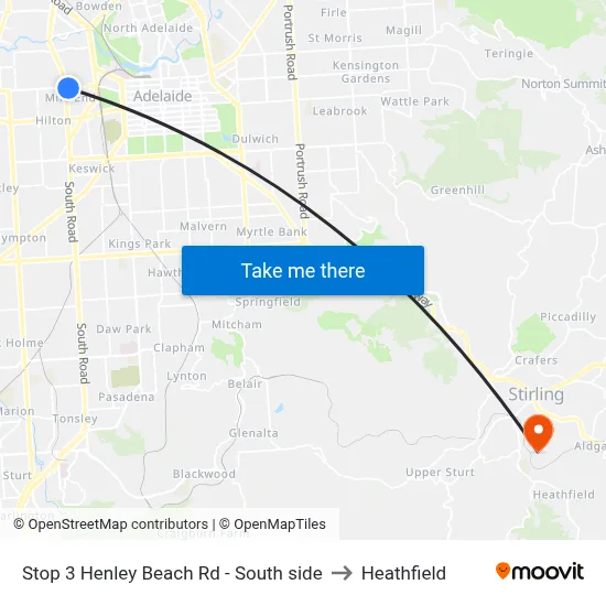 Stop 3 Henley Beach Rd - South side to Heathfield map