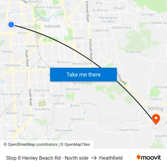 Stop 8 Henley Beach Rd - North side to Heathfield map