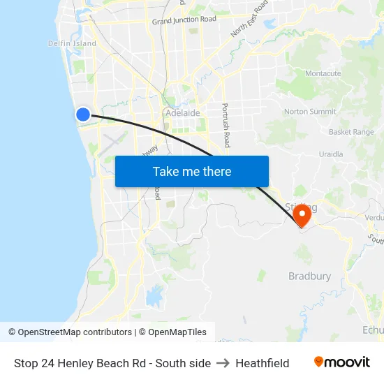 Stop 24 Henley Beach Rd - South side to Heathfield map