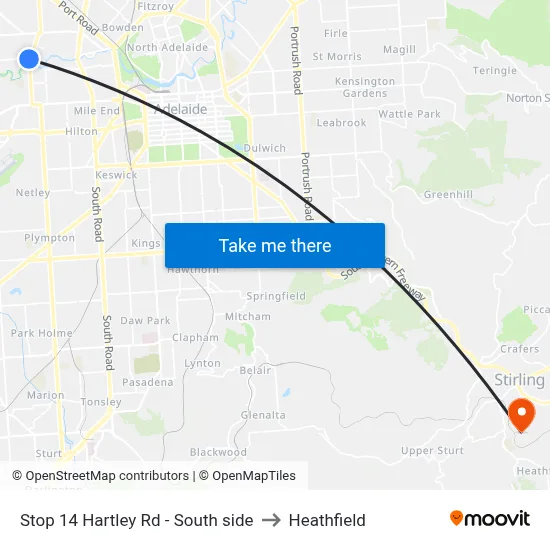 Stop 14 Hartley Rd - South side to Heathfield map