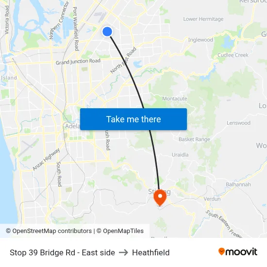 Stop 39 Bridge Rd - East side to Heathfield map