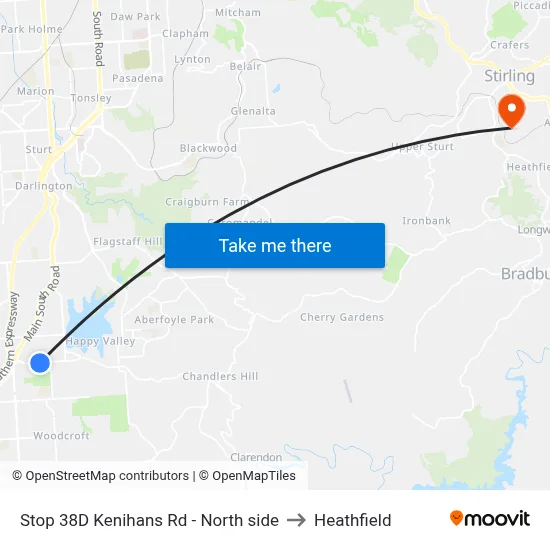 Stop 38D Kenihans Rd - North side to Heathfield map
