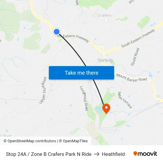 Stop 24A / Zone B Crafers Park N Ride to Heathfield map