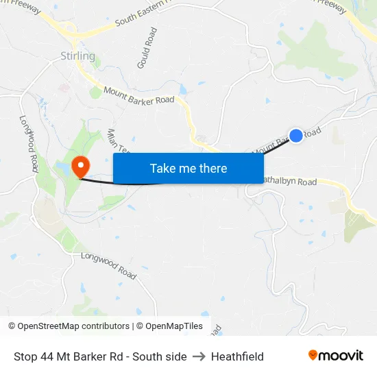 Stop 44 Mt Barker Rd - South side to Heathfield map