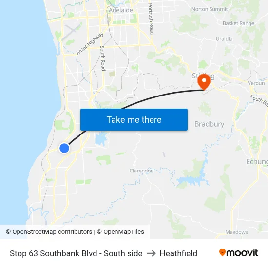 Stop 63 Southbank Blvd - South side to Heathfield map
