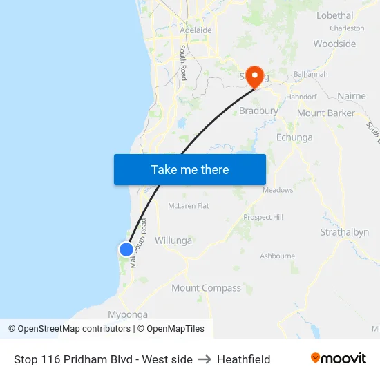 Stop 116 Pridham Blvd - West side to Heathfield map