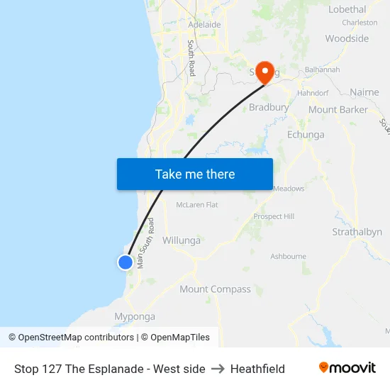 Stop 127 The Esplanade - West side to Heathfield map