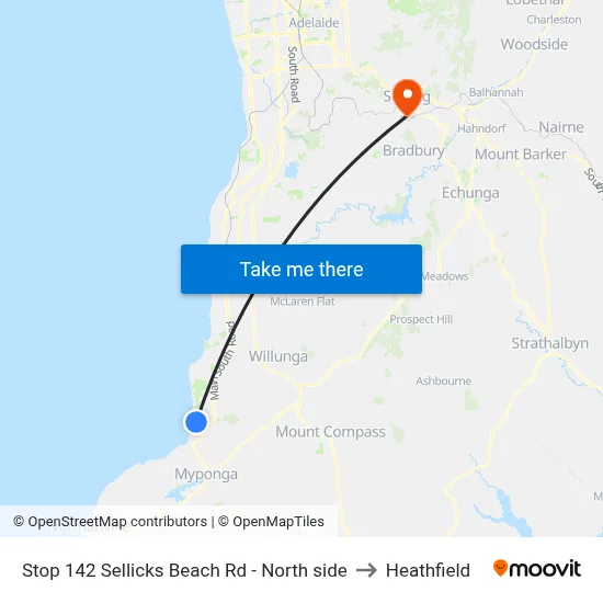 Stop 142 Sellicks Beach Rd - North side to Heathfield map