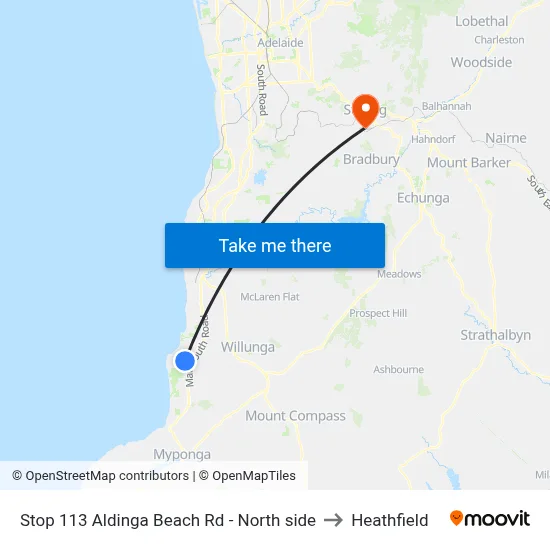 Stop 113 Aldinga Beach Rd - North side to Heathfield map