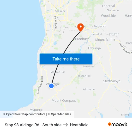 Stop 98 Aldinga Rd - South side to Heathfield map