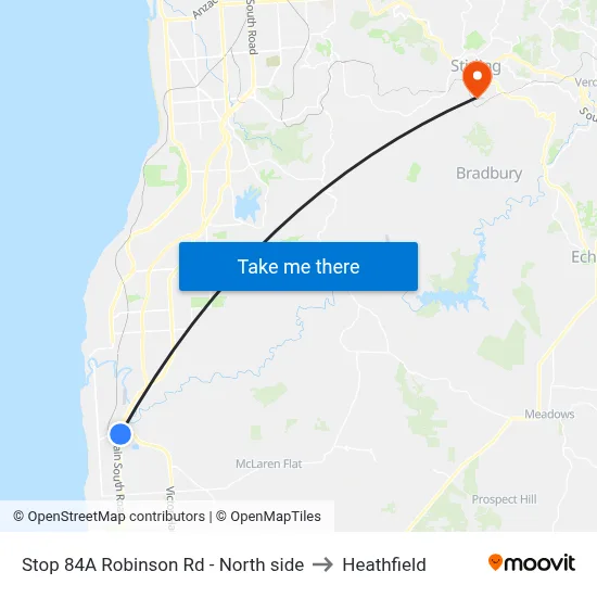 Stop 84A Robinson Rd - North side to Heathfield map