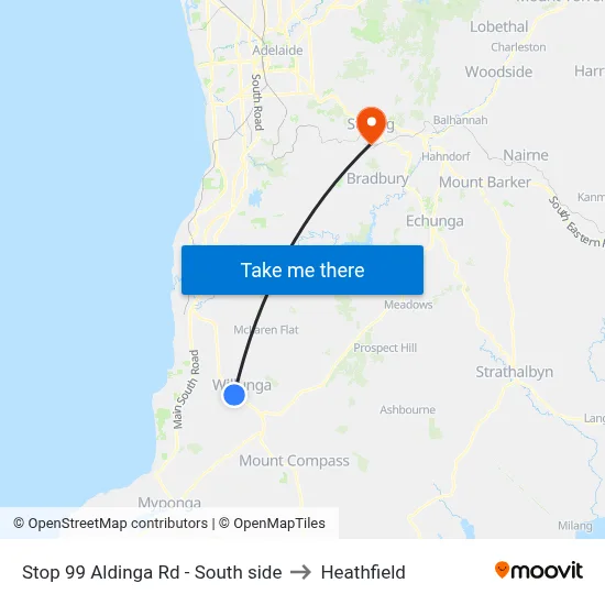 Stop 99 Aldinga Rd - South side to Heathfield map