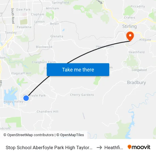 Stop School Aberfoyle Park High Taylors Rd to Heathfield map