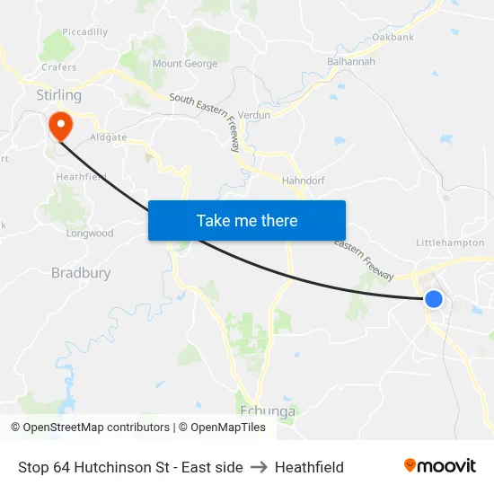 Stop 64 Hutchinson St - East side to Heathfield map