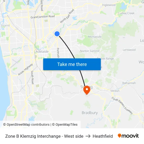 Zone B Klemzig Interchange - West side to Heathfield map