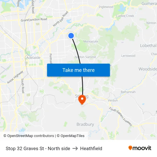 Stop 32 Graves St - North side to Heathfield map