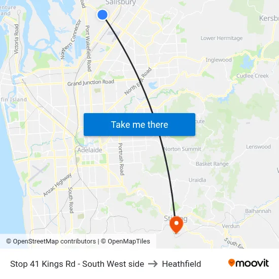 Stop 41 Kings Rd - South West side to Heathfield map