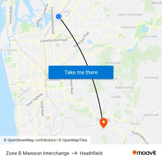 Zone B Mawson Interchange to Heathfield map