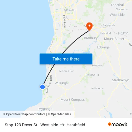 Stop 123 Dover St - West side to Heathfield map