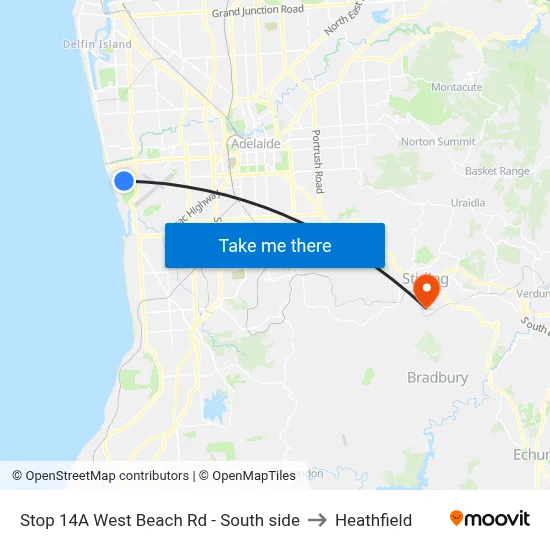 Stop 14A West Beach Rd - South side to Heathfield map