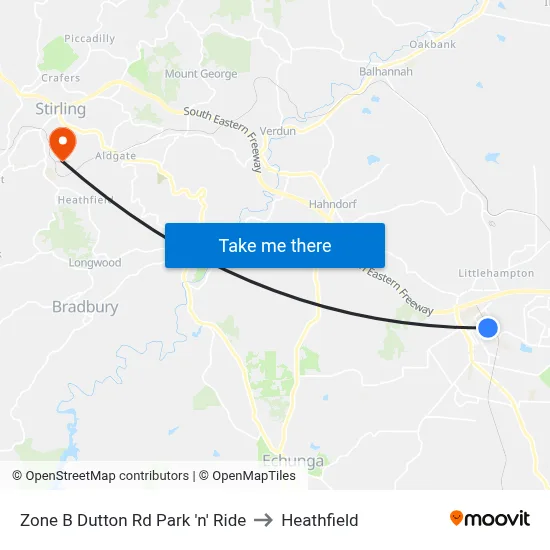 Zone B Dutton Rd Park 'n' Ride to Heathfield map
