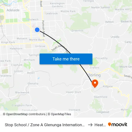 Stop School / Zone A Glenunga International High School Conyngham St to Heathfield map