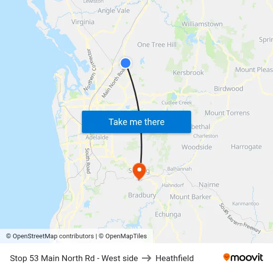 Stop 53 Main North Rd - West side to Heathfield map