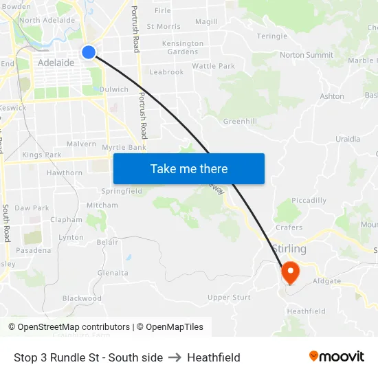 Stop 3 Rundle St - South side to Heathfield map