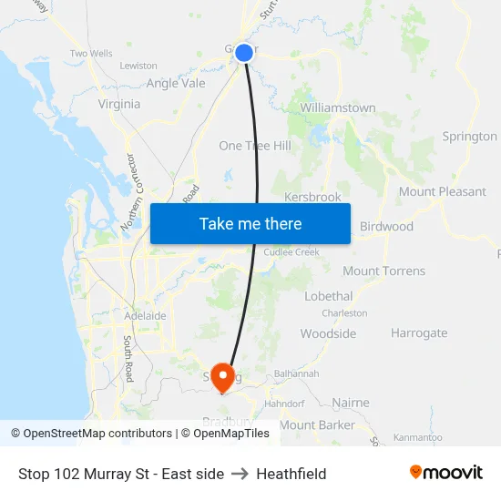 Stop 102 Murray St - East side to Heathfield map