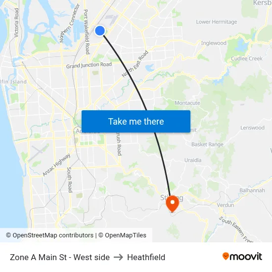 Zone A Main St - West side to Heathfield map