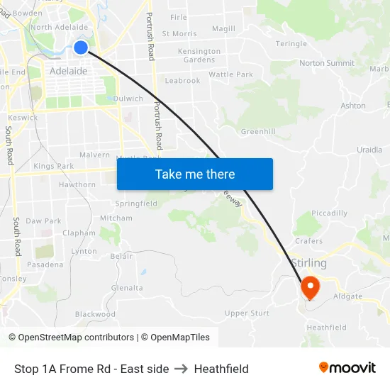 Stop 1A Frome Rd - East side to Heathfield map