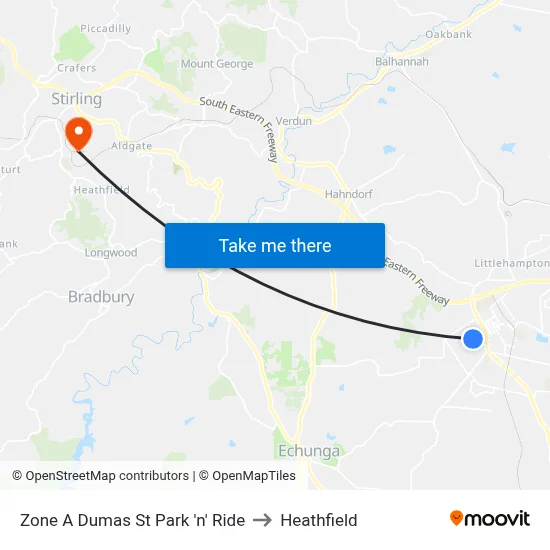 Zone A Dumas St Park 'n' Ride to Heathfield map