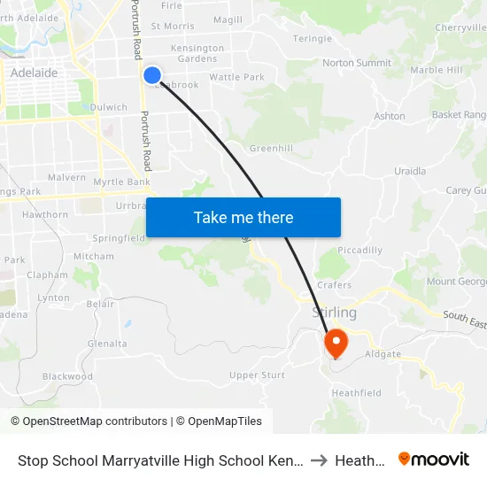 Stop School Marryatville High School Kensington Rd to Heathfield map