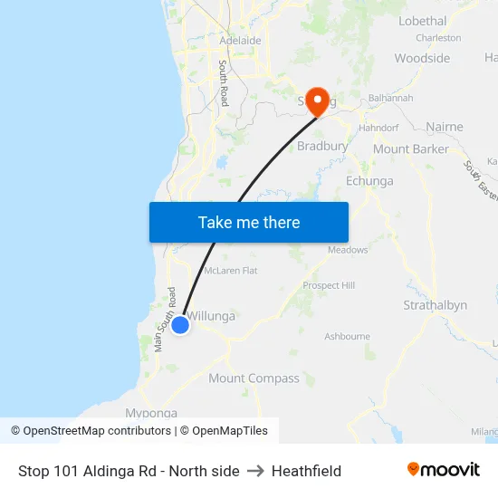 Stop 101 Aldinga Rd - North side to Heathfield map