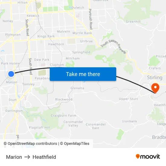 Marion to Heathfield map